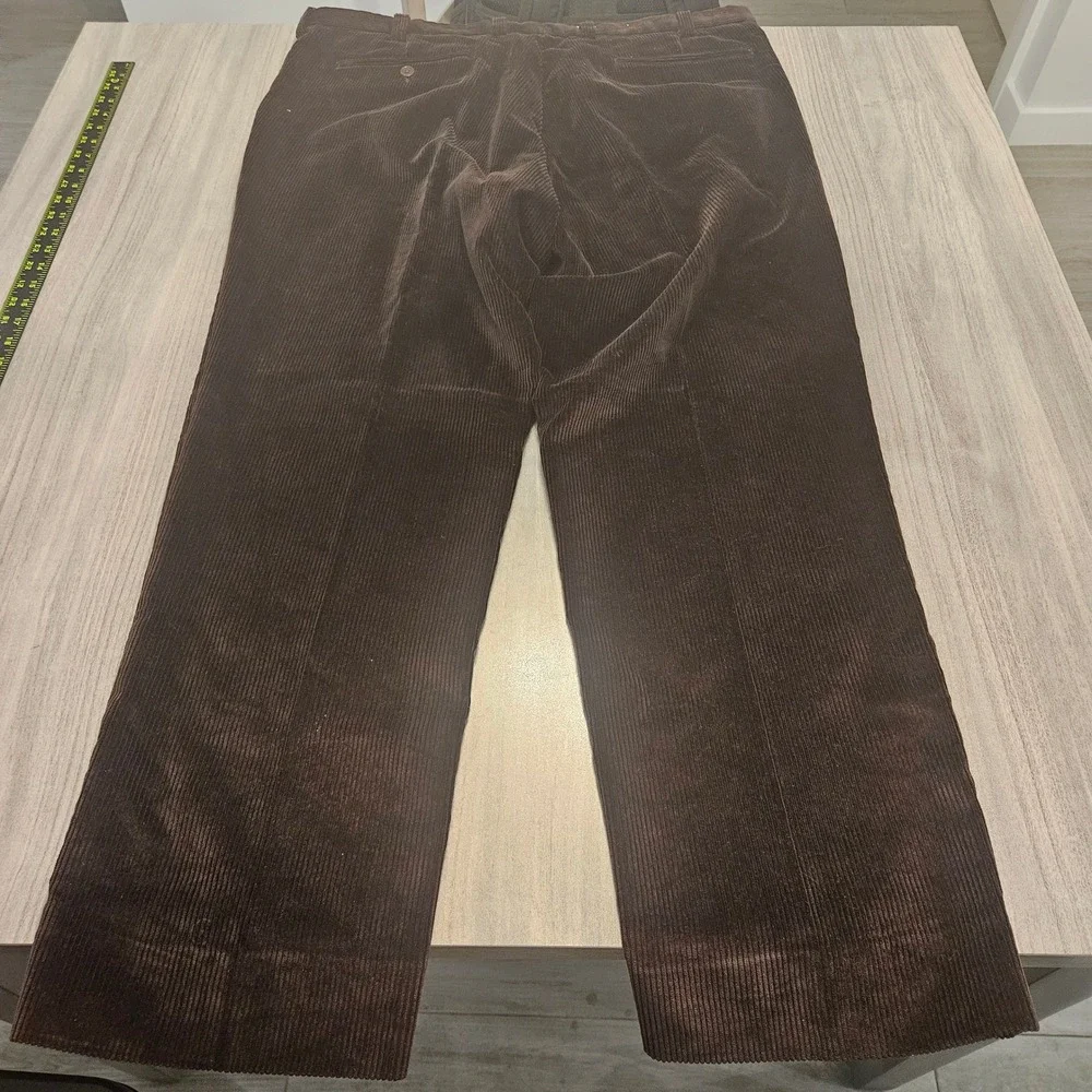 Orvis Brisbane Moss Corduroy Pants Mens 42 Brown Leather Trim Sporting Tradition